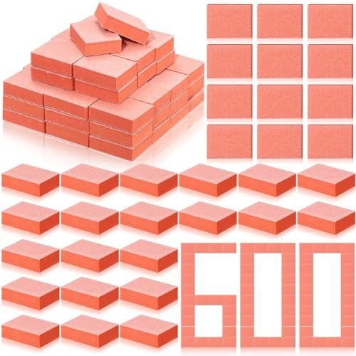 600 Mini Nail Buffer Blocks 80/100 Grit – 2 Sided Professional Nail Files for Ac