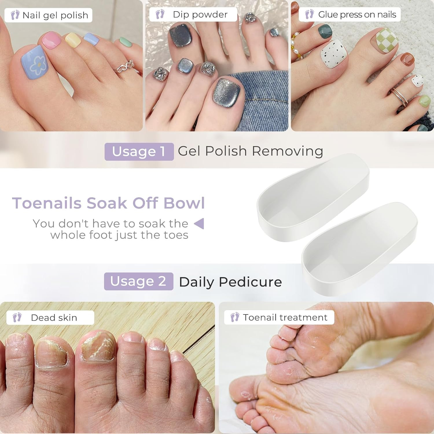 Toe Nail Soaking Bowl, Acetone Soak off Bowl,Toe Soak Tray,Soak off Gel Polish R