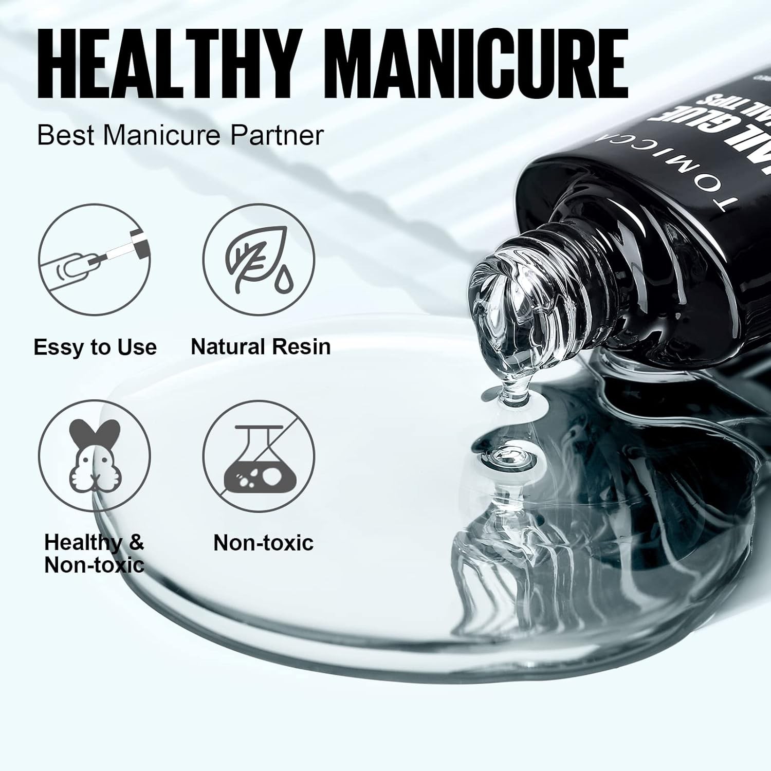 8-in-1 Nail Glue & No Wipe Top Coat Set – Gel Glue for Acrylic & False Nails, Su
