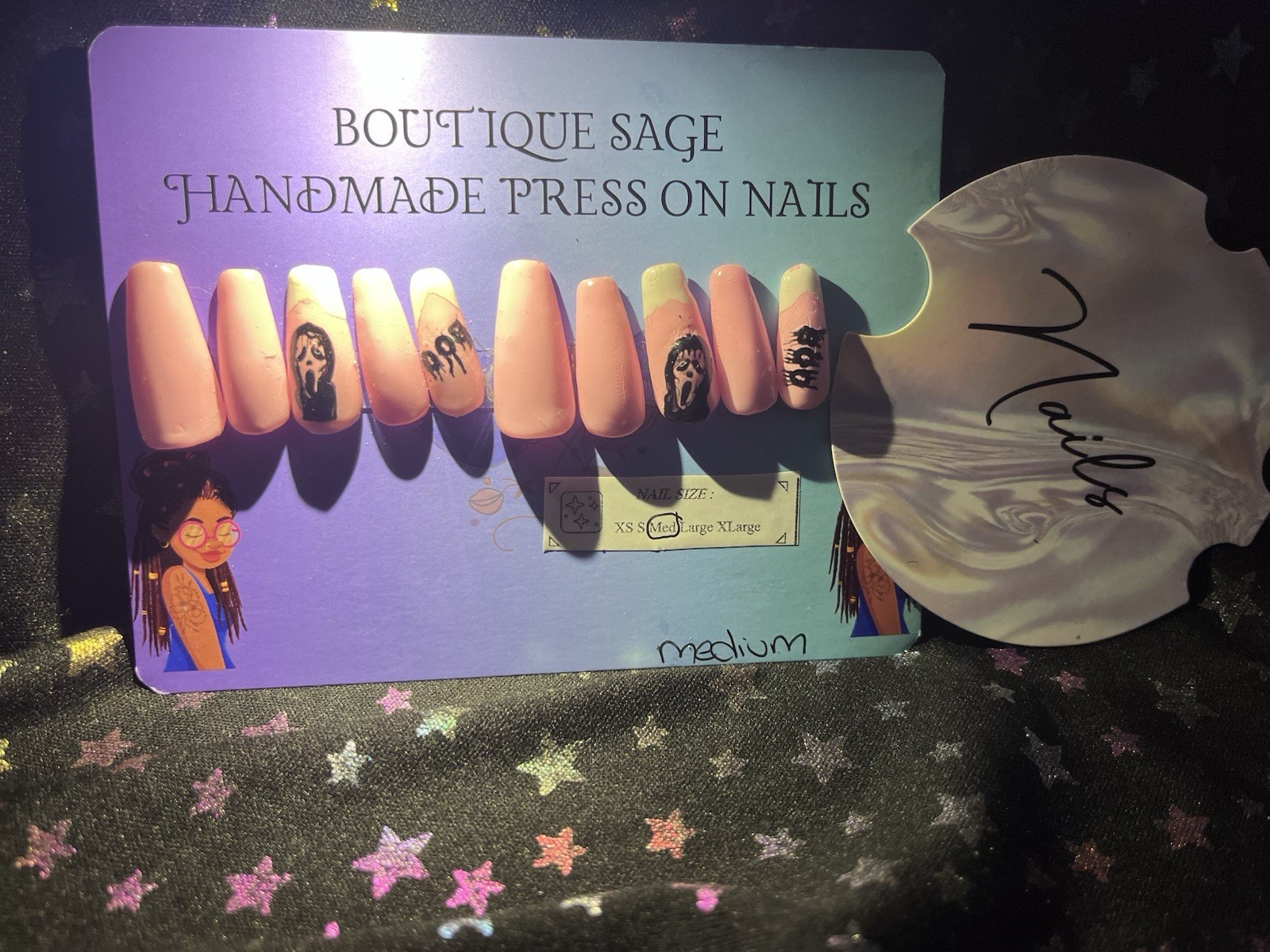 Boutique Sage Handmade Press On Nails Scream Theme Short Square