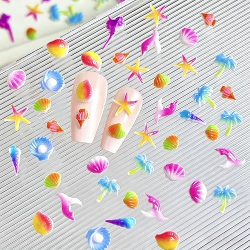 150PCS 3D Summer Beach Nail Charms Resin Ocean Theme Nail Rhinestones Style12