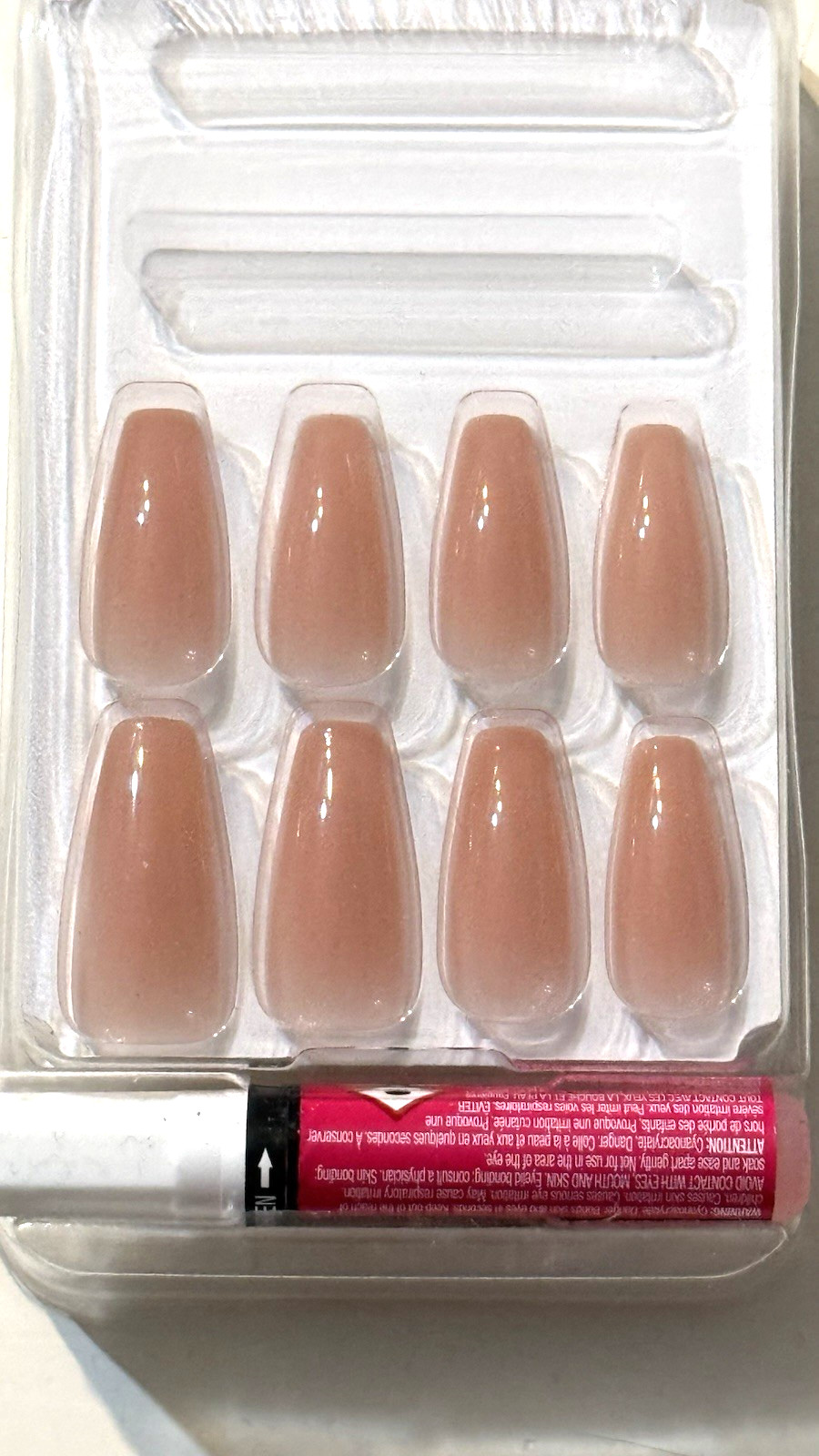 Kiss Bare but Better TRUE NUDE 86573 Sculpted Fake 28 Long Coffin Nails and Glue