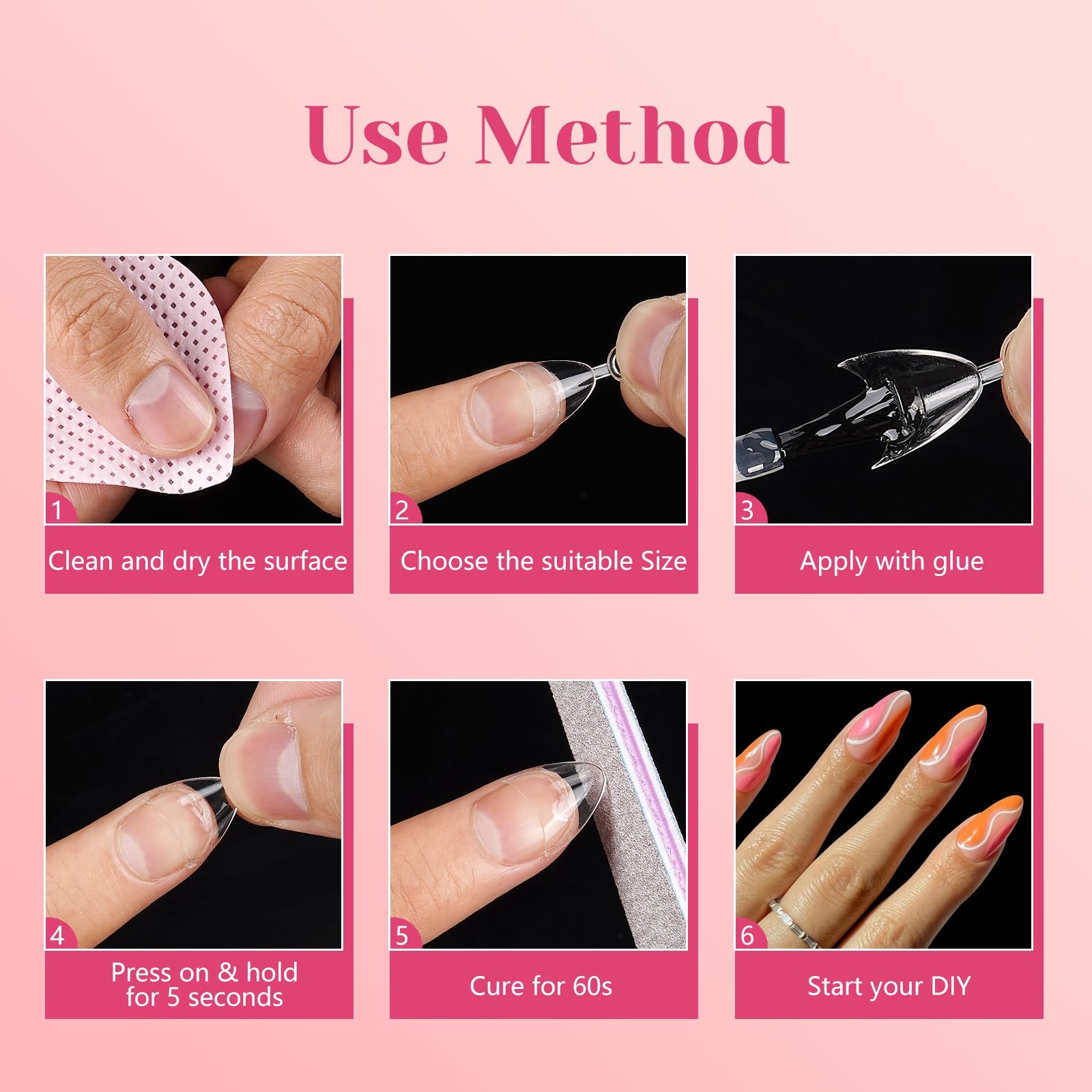 Short Almond Nail Tips Half Cover, 600PCS Extra Short Almond Soft Gel Nail Tips,