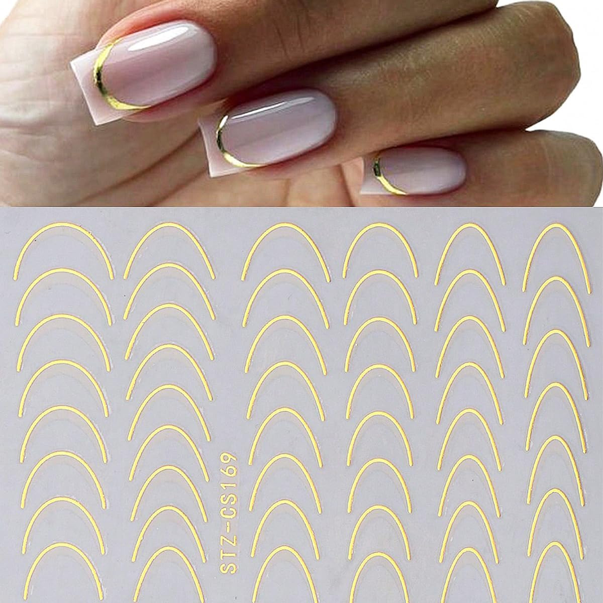 8 Pieces French Tip Line Nail Art Stickers 3D Simple Lines Nail Stickers Black