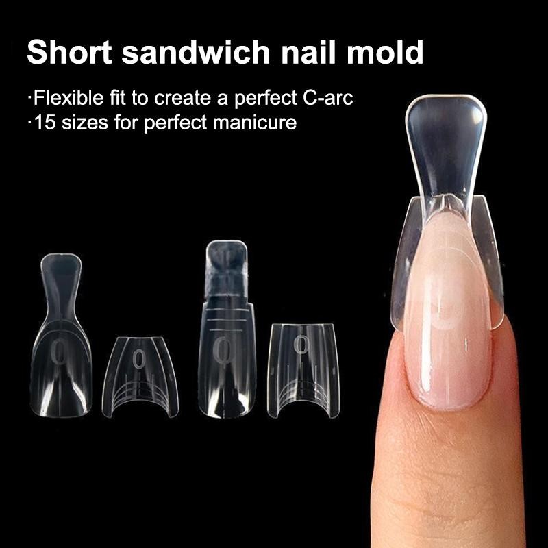 Original Sandwich Nails Dual Forms – 60Pcs Nail Mold For Quick Nail Salon Use