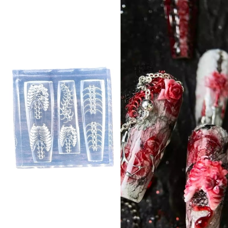 Stylish Silicone Nail Art Mold Ribs Spine Carving Templates for Nail Enthusiasts