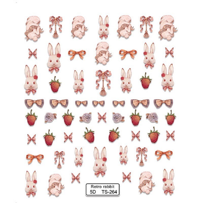2Pcs NAIL ART Rabbit Bunny Carrot Fruit Stickers Decoration NS54