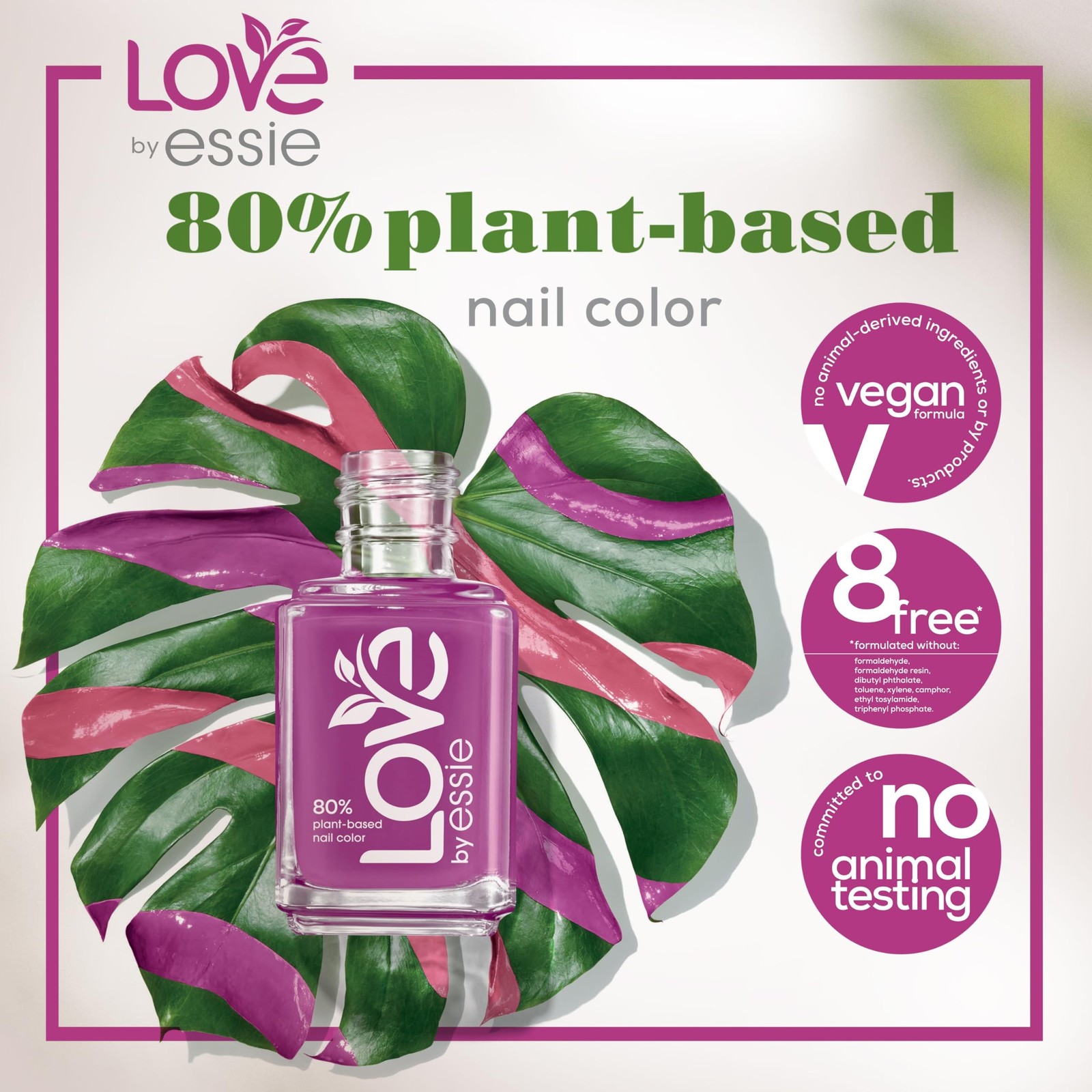 LOVE by essie Nail Polish, 80% Plant-based, Salon-Quality, Vegan, Pink, Self-…