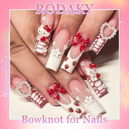 Colorful Bow Nail Charms 6 Colors Mini Flower Nail Art Charm Resin Multicolor