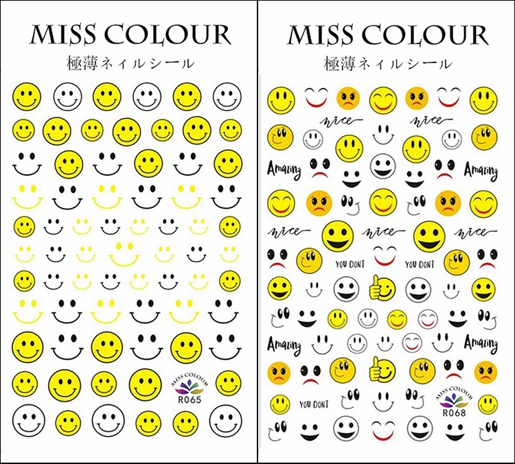 Emoticons Rainbow Cloud Contrast Colors Daisy Heart Nail Stickers
