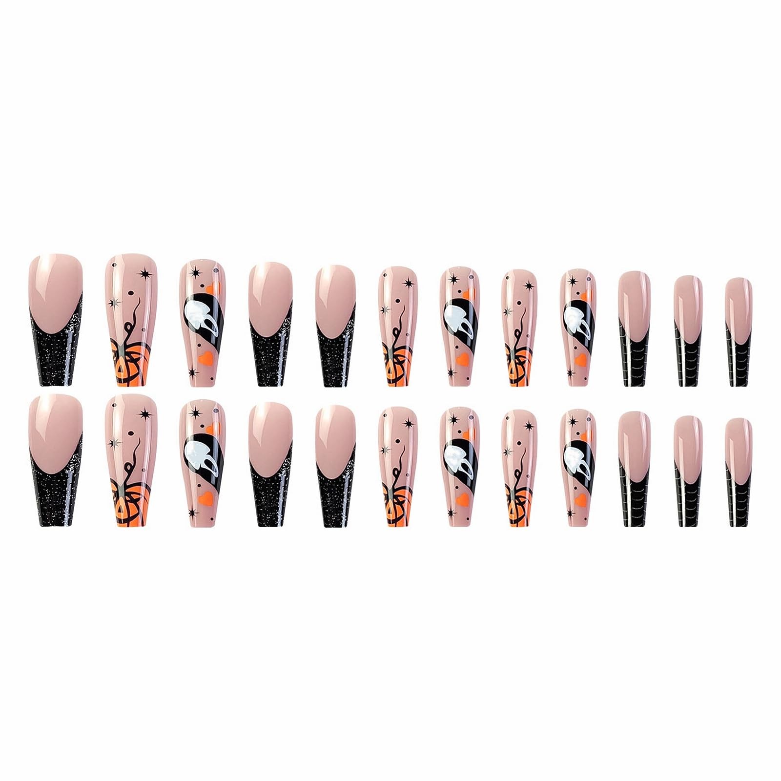 MISUD Press on Nails – Long Coffin Fake Nails with Goth Black, Acrylic Gothic…