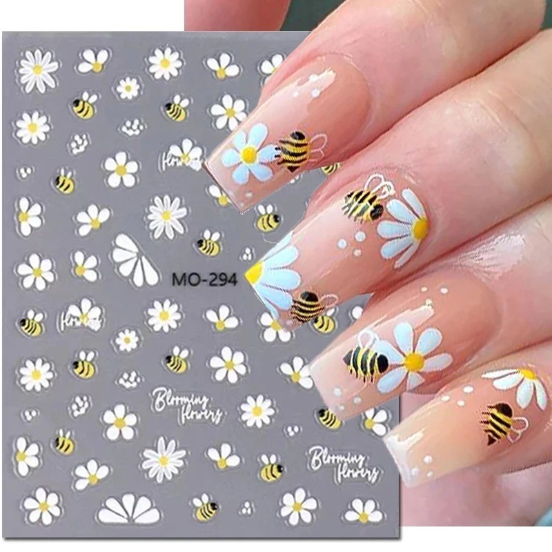 5D Embossed Floral Nail Art Stickers — Decals for Manicure Decoration