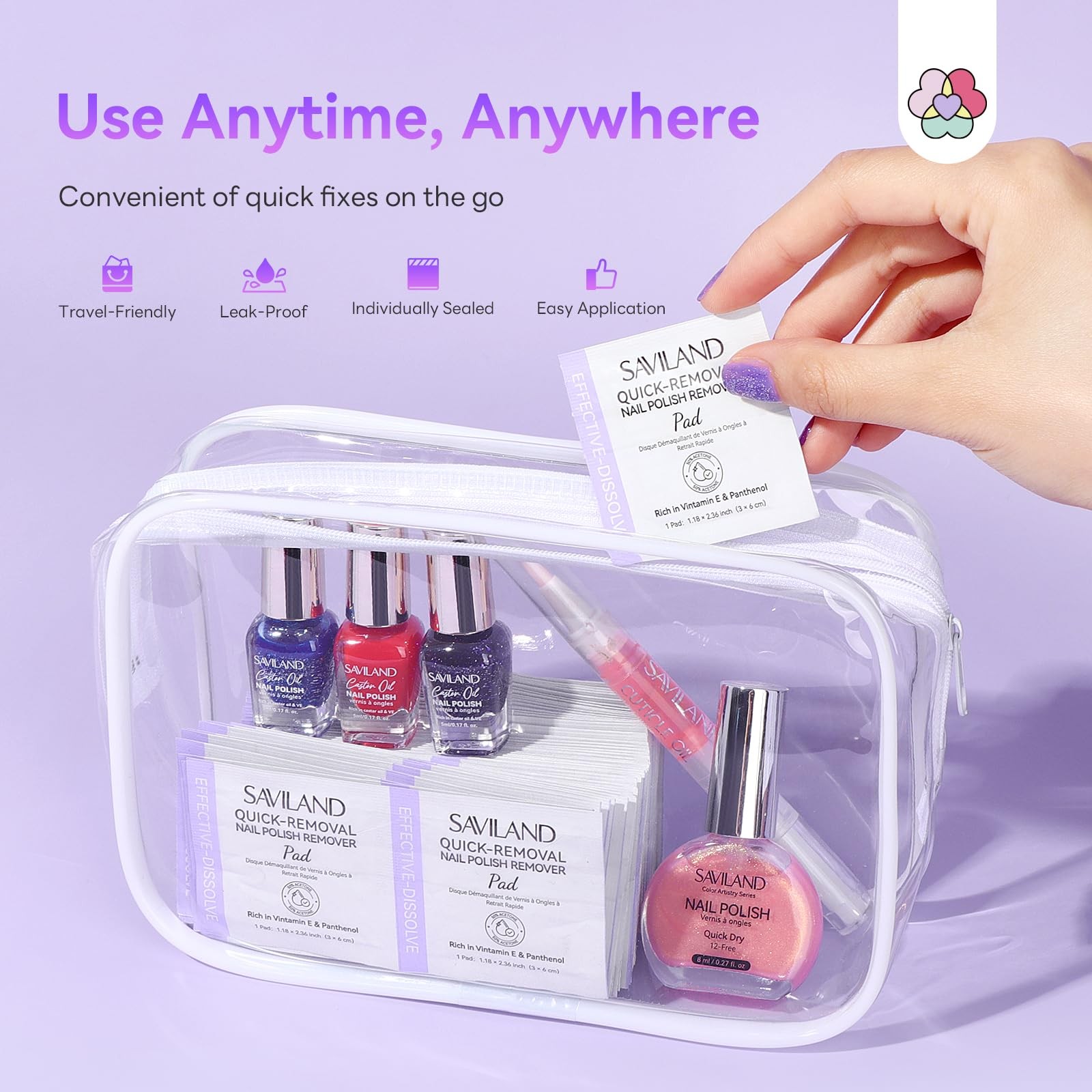SAVILAND Advanced Gel Nail Polish Remover Pads: 1 Count (Pack of 1), Purple