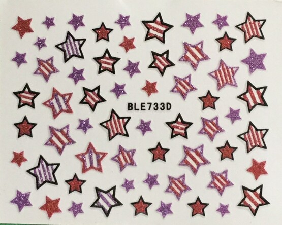 Glitter Stars Independence Day July 4 Star Nail Decals Stickers