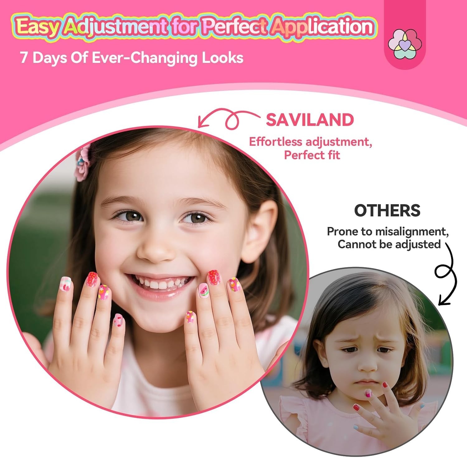 168Pcs 7 Pack Press on Nails for Kids: Funky-bright Fake Nails for Kids 8-12 …
