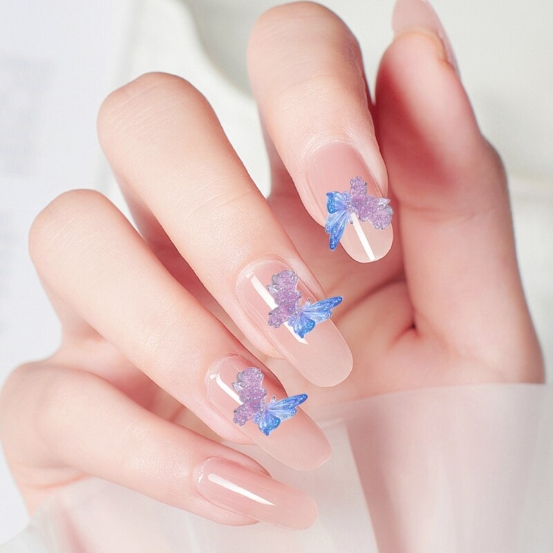 5 Packs 3D Butterfly Colorful Nails Art for Party Wedding