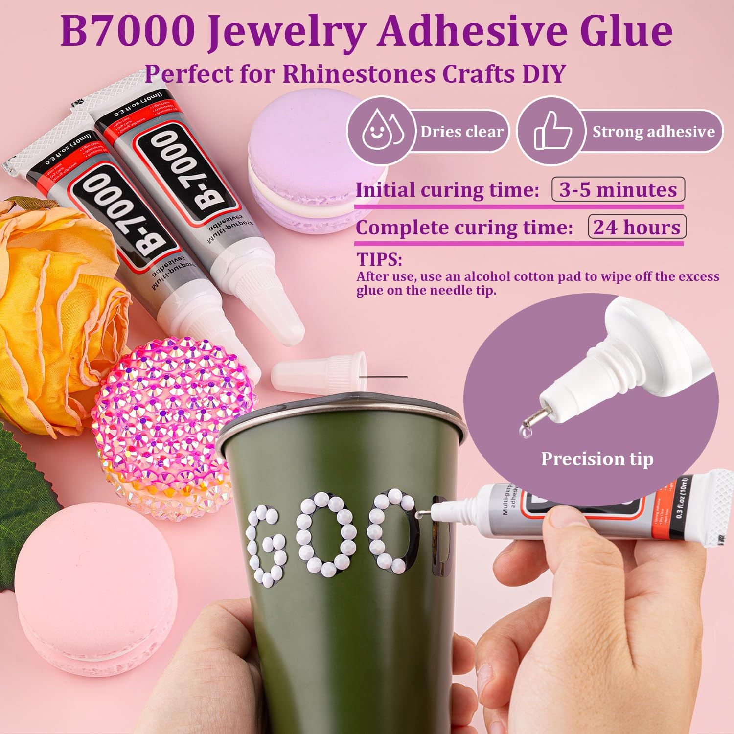 6000Pcs 3Mm Resin Jelly Rhinestones with 1Pcs 10Ml B7000 Jewelry Glue for Crafti