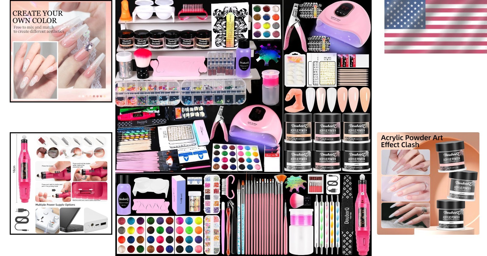 Professional Acrylic Nail Kit with UV Light