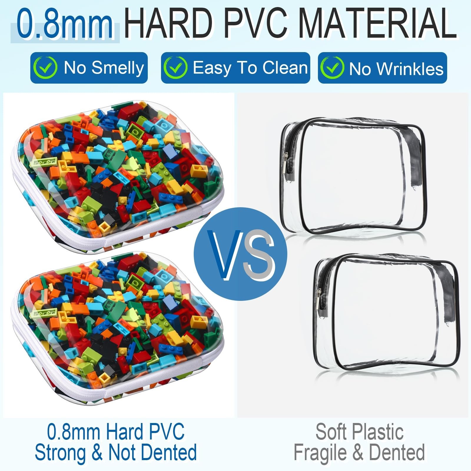 Sanwuta 6 Pcs Clear Hard Zipper Case Hard Plastic Zipper Pouches Makeup Bag P…