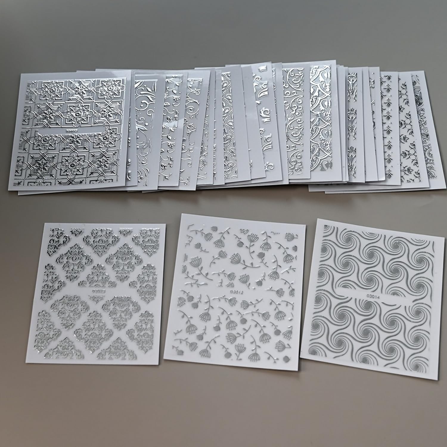 30 Quality Silver Lace Nail Decals – Easy Application for All Occasions