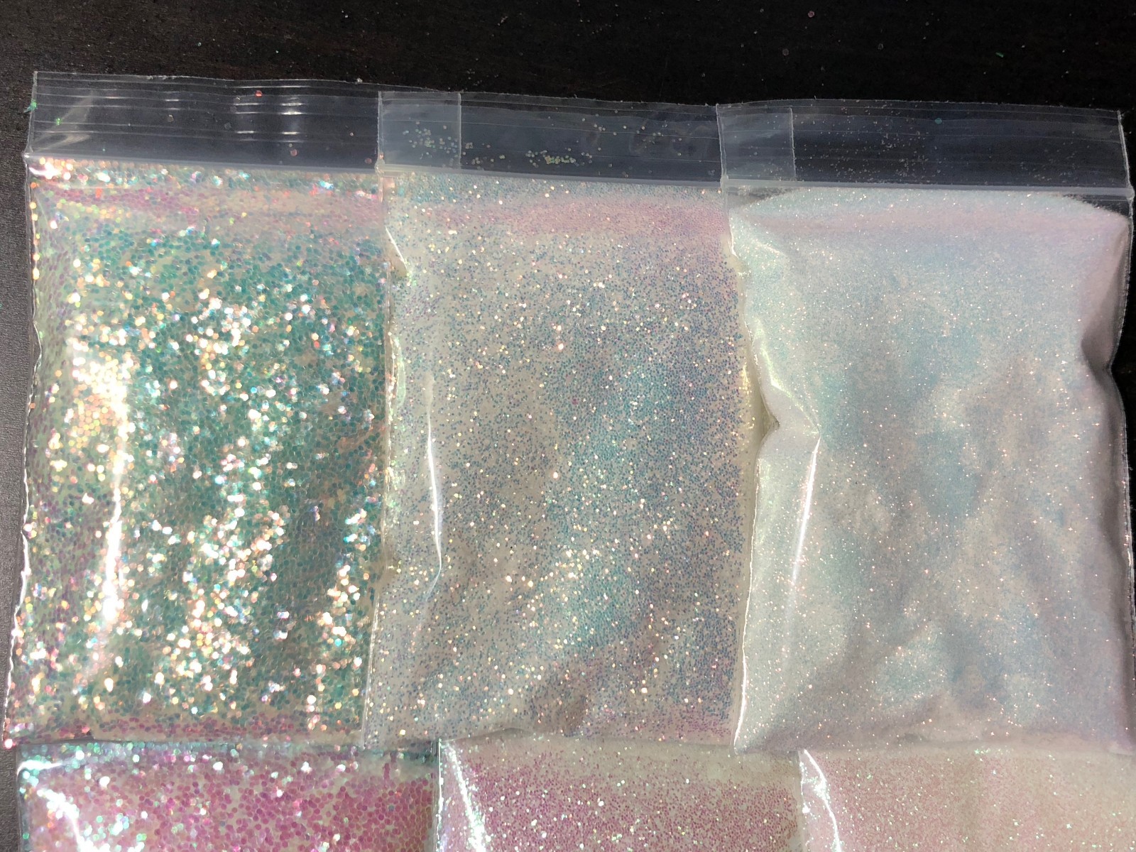 Iridescent White Glitter Hex Snow White pink blue sheen Nail Art US seller