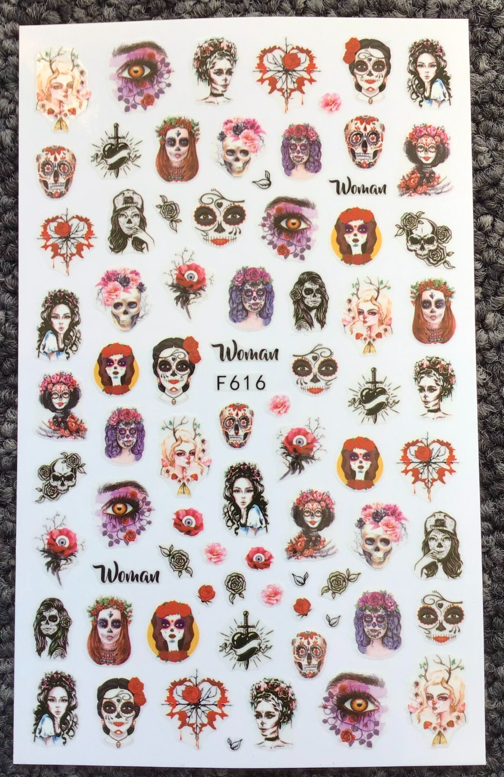 Halloween Nail Art Stickers, Blood, Skulls, Joker, Harlequin