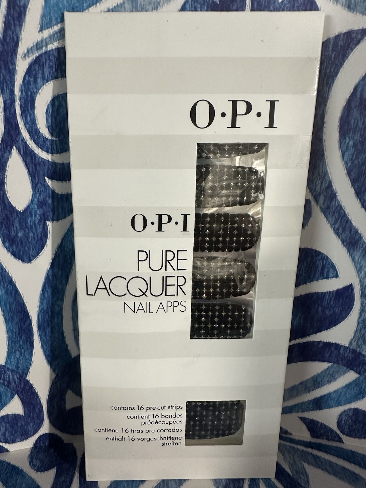 OPI Nail Apps -Pure Lacquer 16 x Pre Cut Strips-Self Adhesive SEQUINS ￼