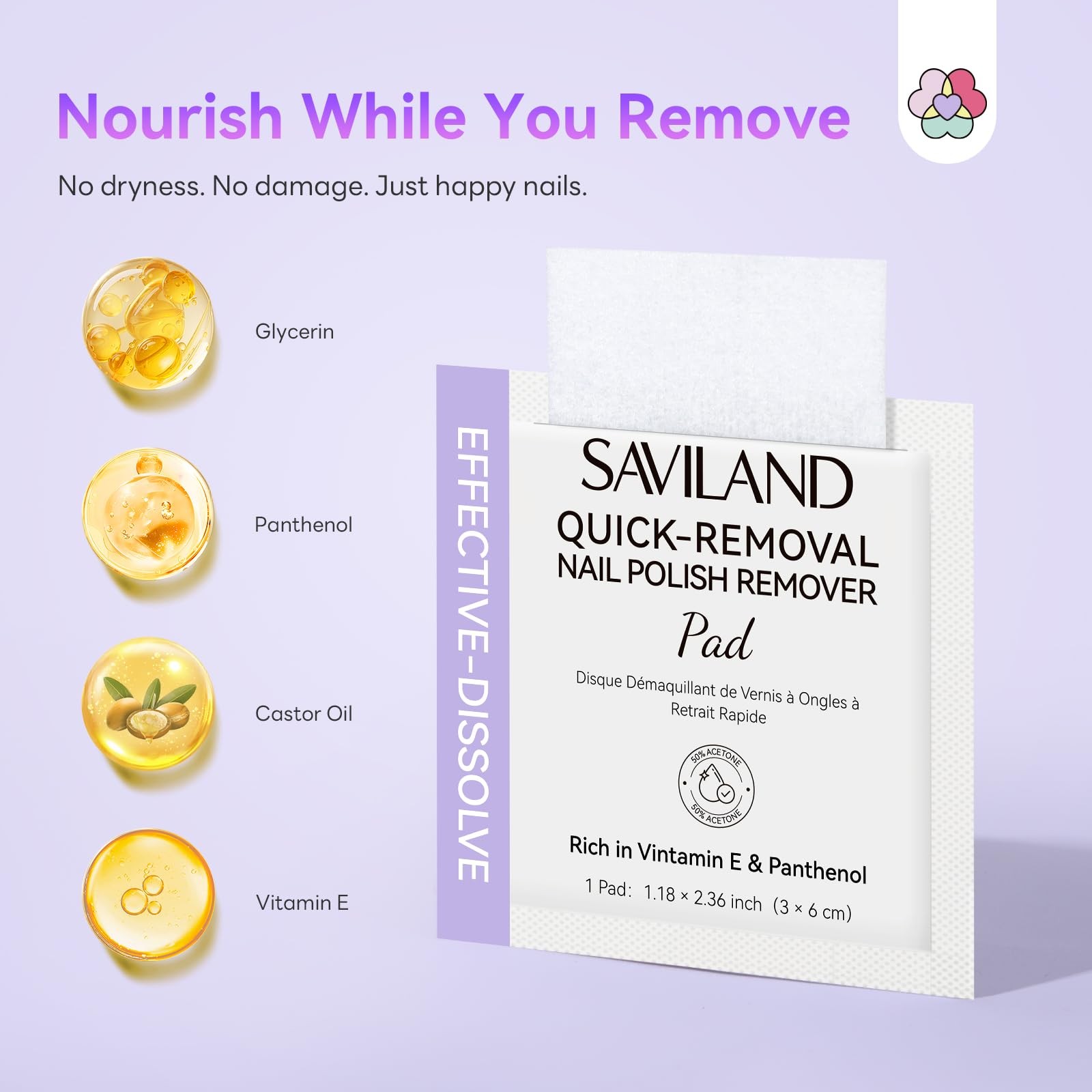 SAVILAND Advanced Gel Nail Polish Remover Pads: 1 Count (Pack of 1), Purple