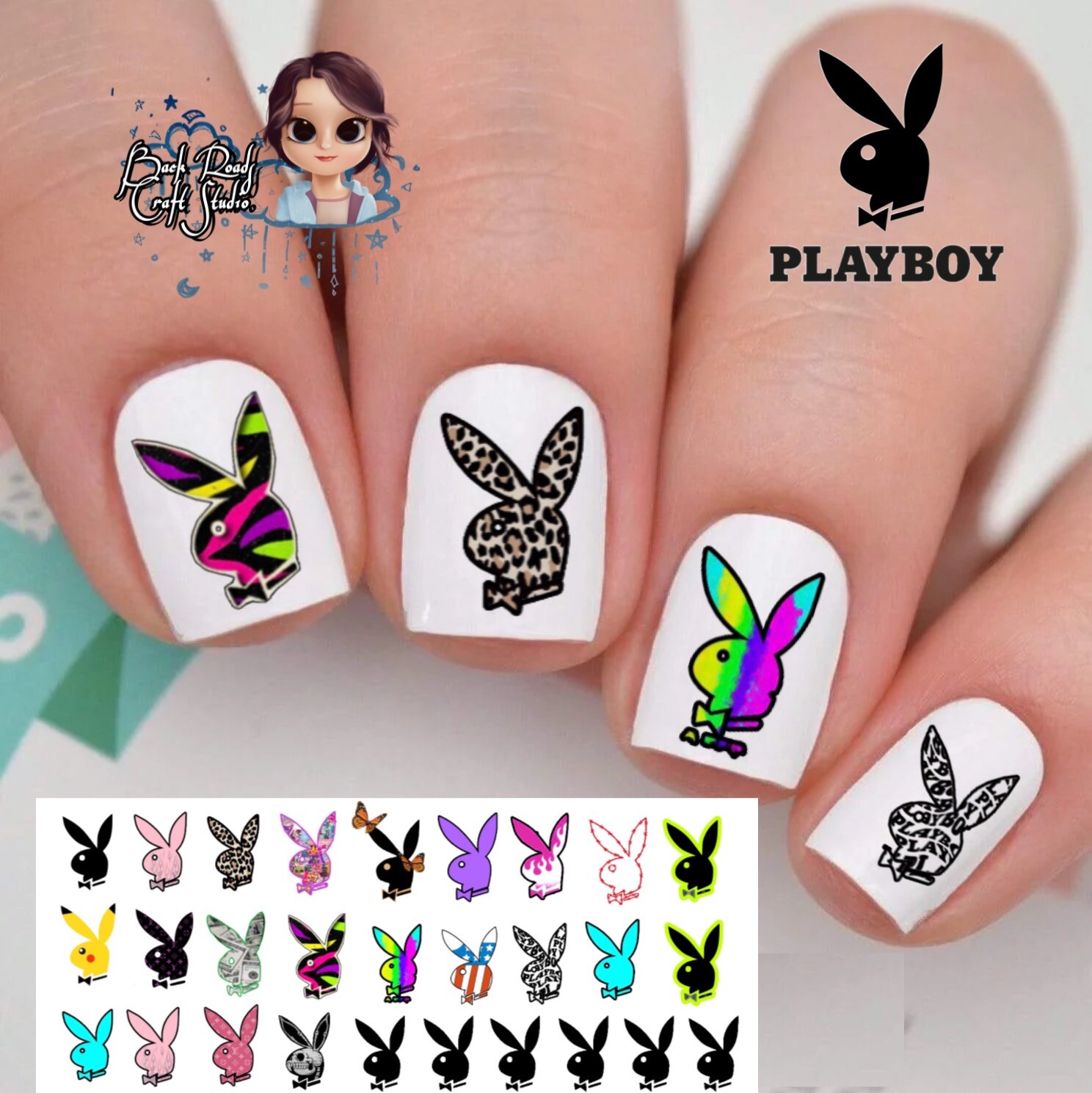 Playboy Bunny Waterslide Nail Art Decals Set Of 50 Instructions, Bonus