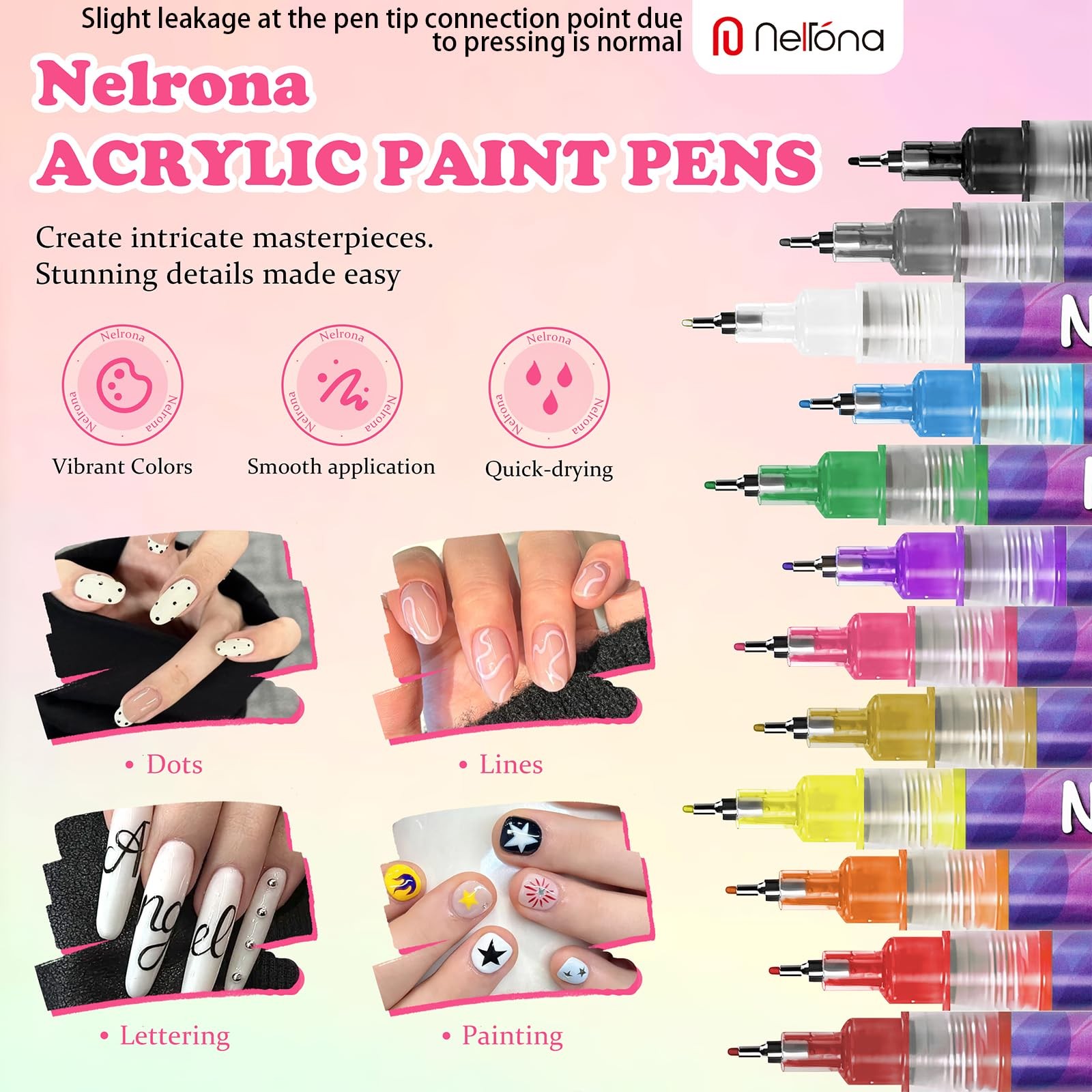12 Colors Nail Art Pens Set – Acrylic Nail Polish Pens for DIY Nail Designs, …
