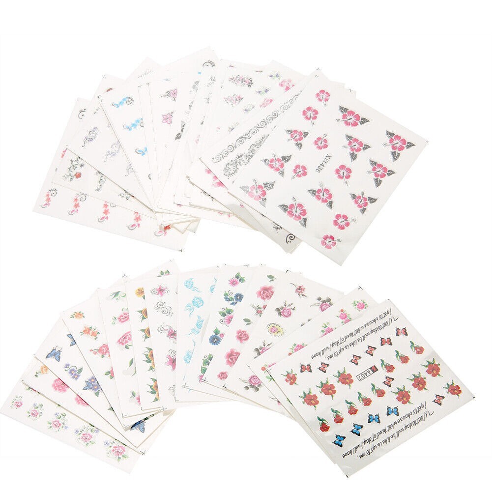 50 Sheets Mixed Flower Cartoon Nail Art Water Transfer Sticker Nail