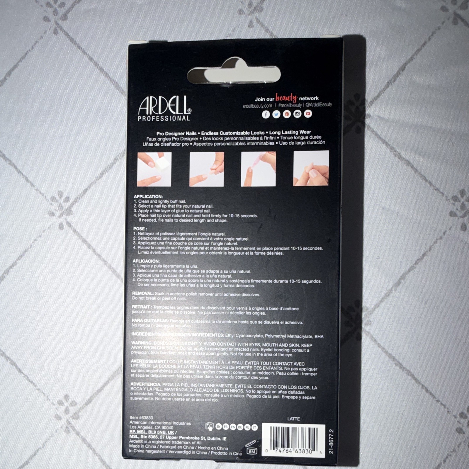 Ardell Press-On Nails Beige Solid Square Medium Acrylic Full Cover Glue 68380