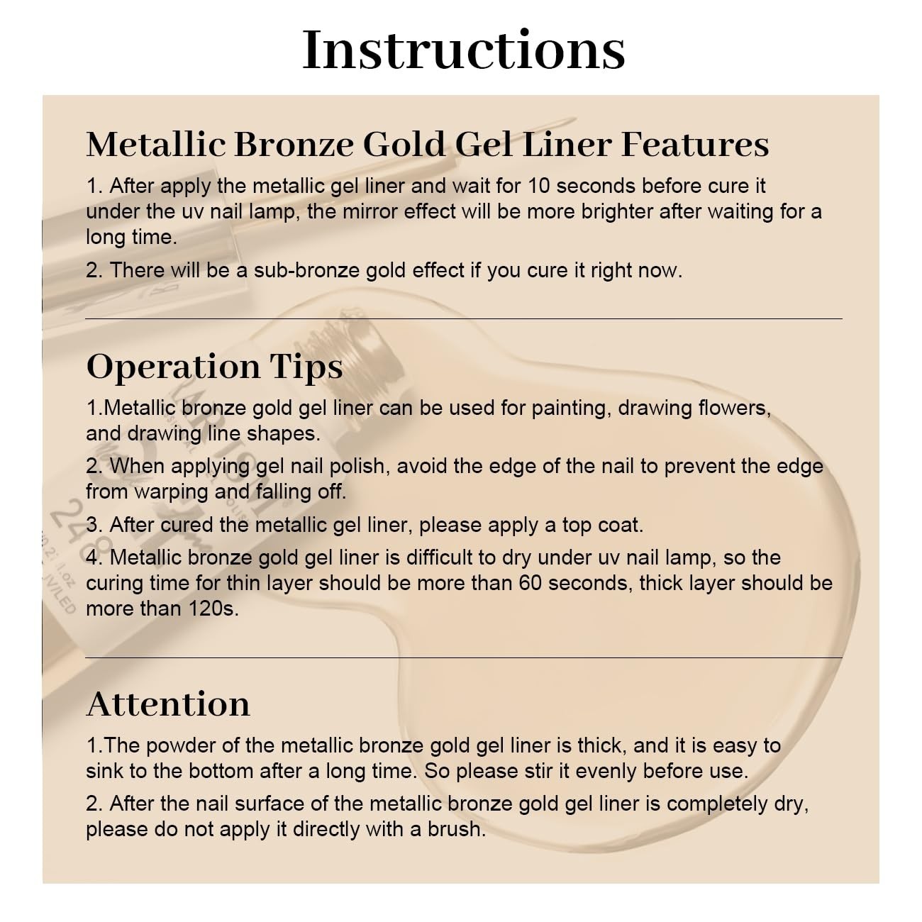 8ml Metallic Bronze Gold Nail Art Gel Liner – Chrome Mirror Effect for Elegance