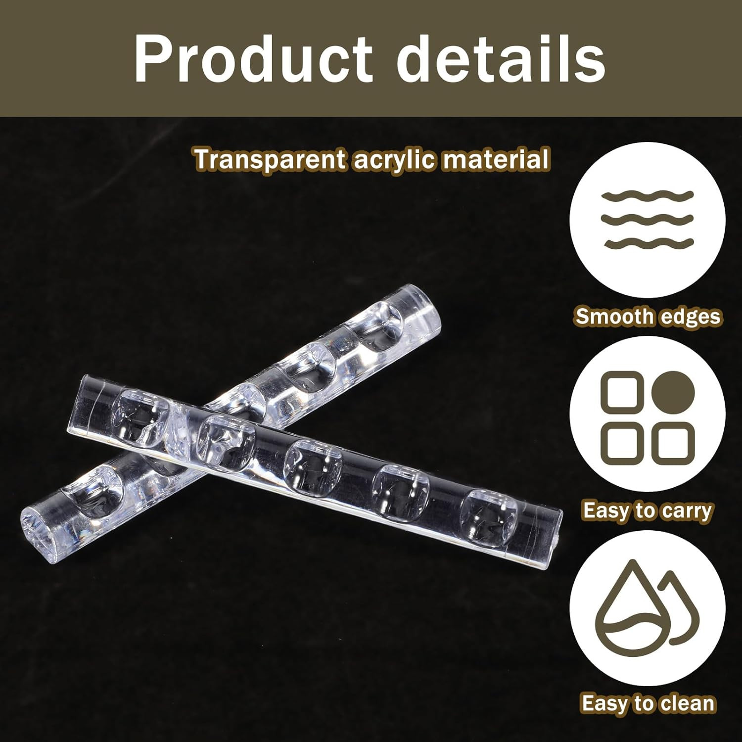 2 Pack Crystal Bar Pen Holder Transparent Brush Holder Acrylic Nail Art Painting