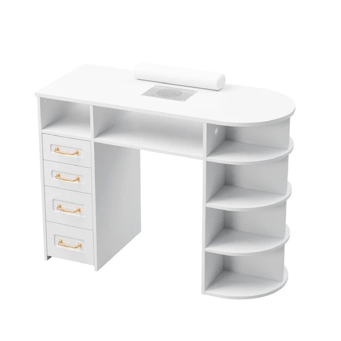 Manicure Table with Electric Dust Collector, Display Storage for Nail Technician
