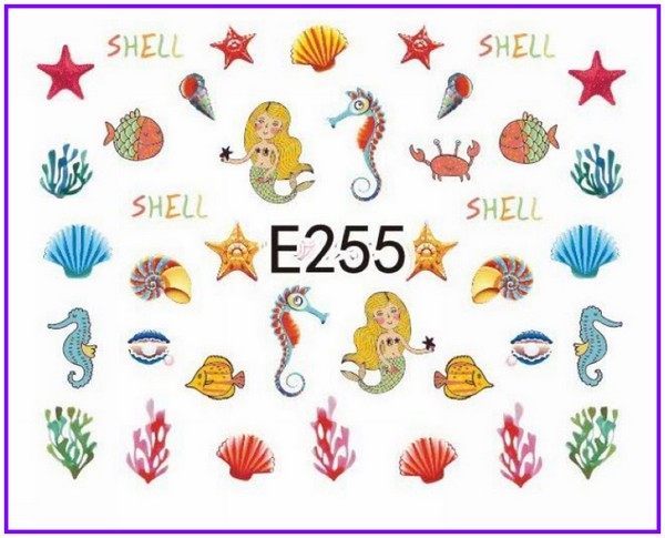 11 Designs 3D Nail Art Sticker Summer Aloha Palm Tree Bird Seashell Flag Decals
