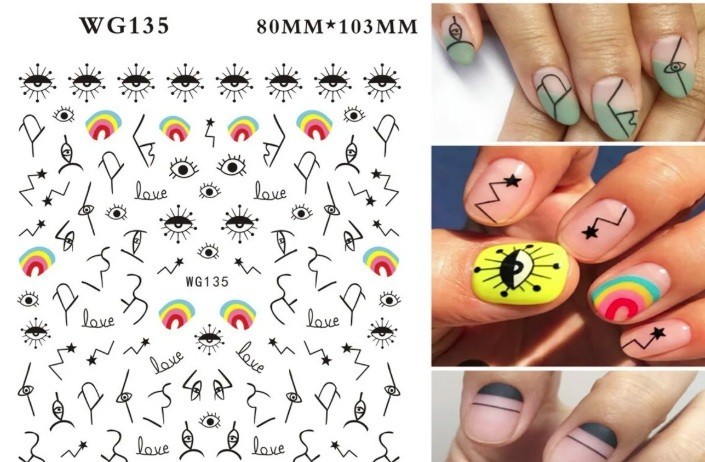Evil Eye Nail Stickers for Nail Art, Self-Adhesive Witch Nail Decals DIY Nail