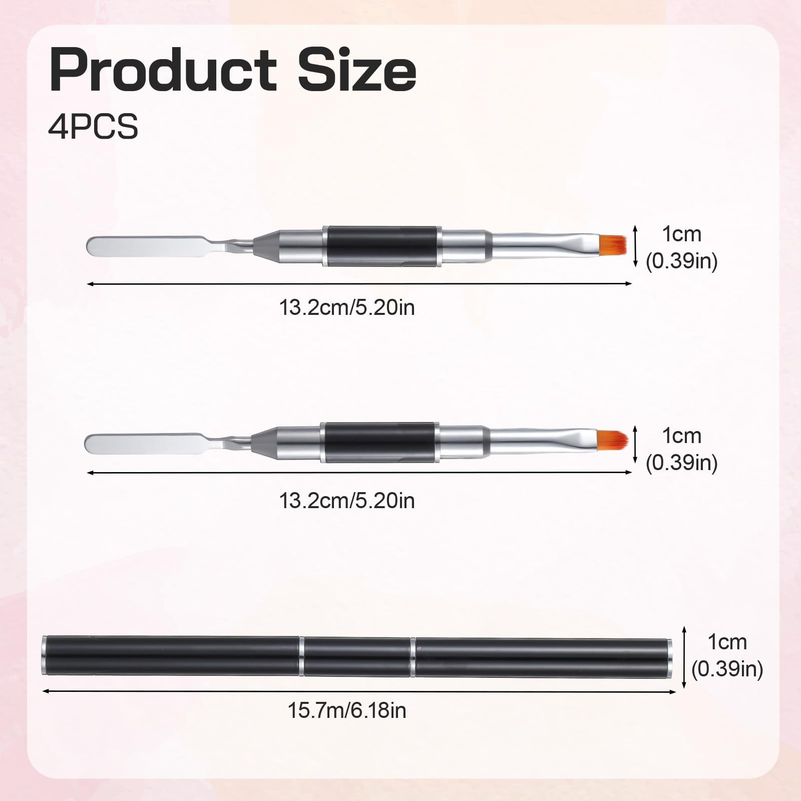 4 Pcs 2 In 1 Polygels Brush, Dual-Ended Polygels Brush, Gel Nail Brushes Buil…