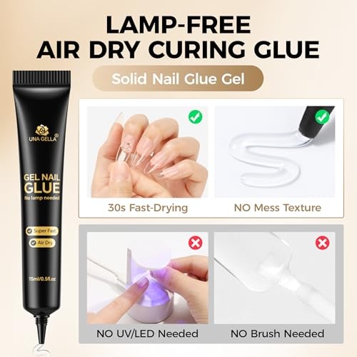 Gel Nail Glue, 15ml*2pcs No U V/Lamp Needed Nail Gel Glue, Quick ANail Glue