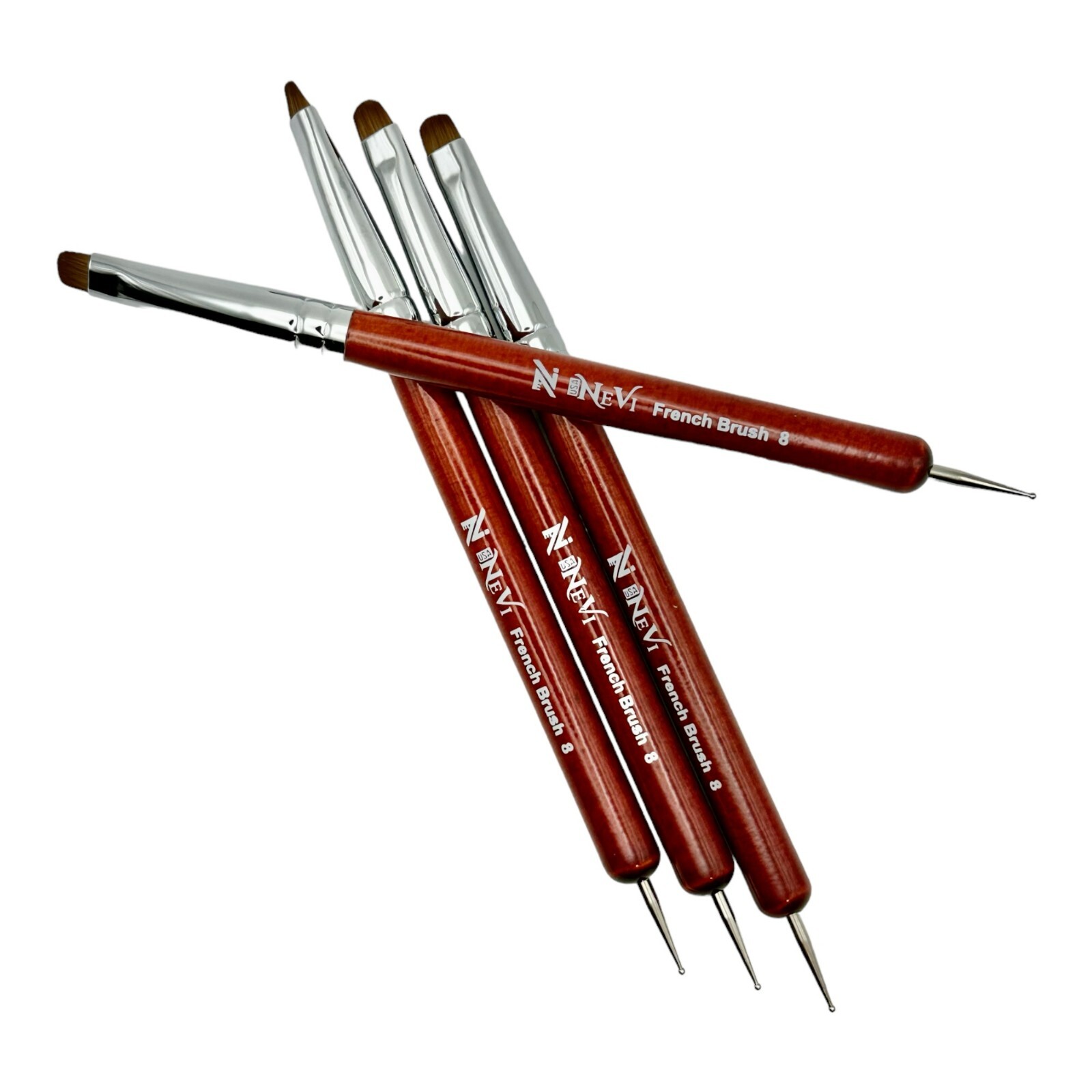 2pcs set Sable Brush NeVi USA 2 Way Acrylic Professional French Manicure #8