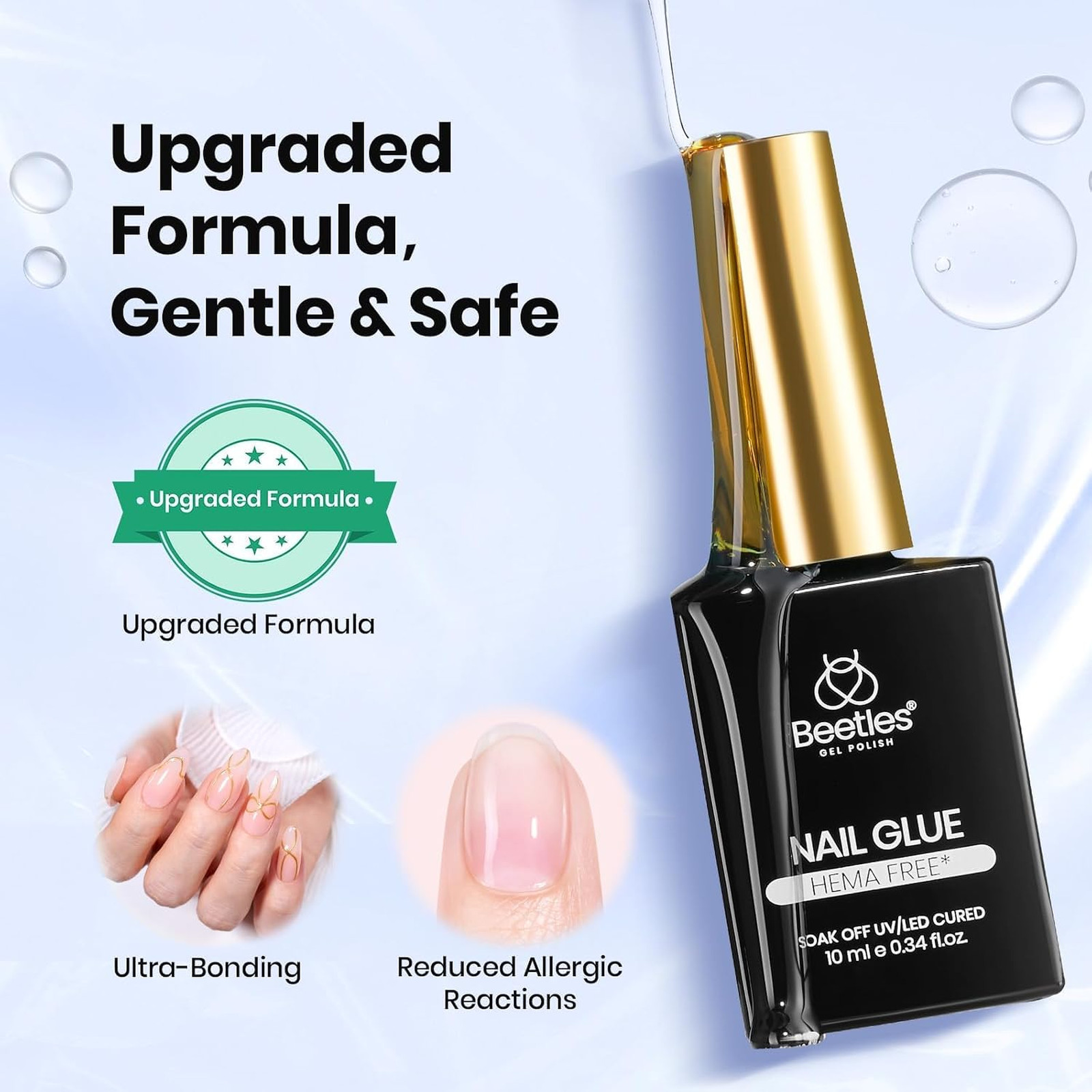 Gel Nail Glue 9 in 1 for Acrylic Tips Long Lasting UV False Nails Clear Press On
