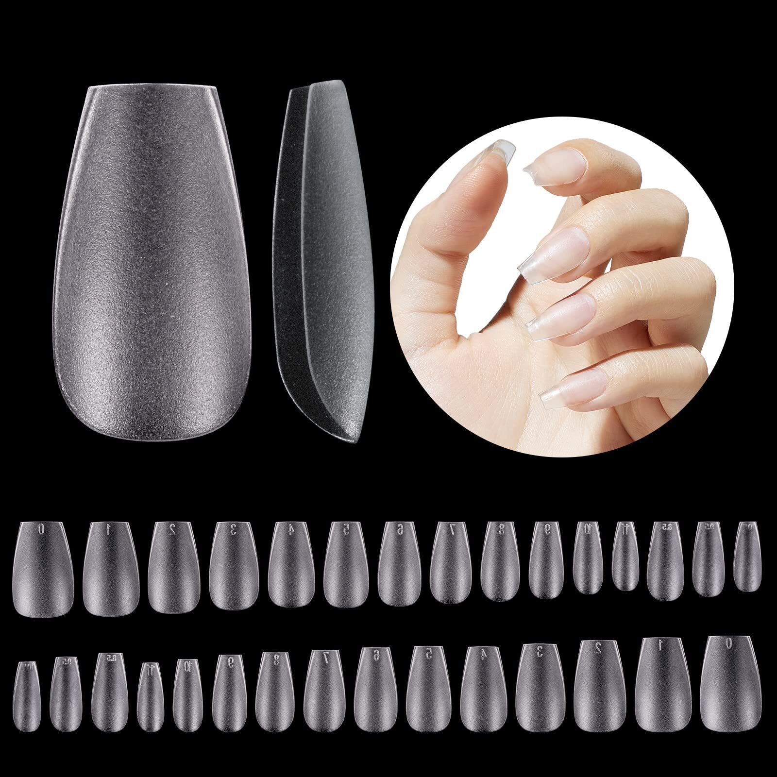 510 Pcs Short Coffin Gel Nail Tips Matte Short Coffin False Fake Nail Tips