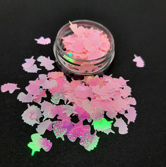 Nail Art Glitter Shapes, Unicorn, Moon, Leaves, Puzzle, Stars, Mickey, UK Seller