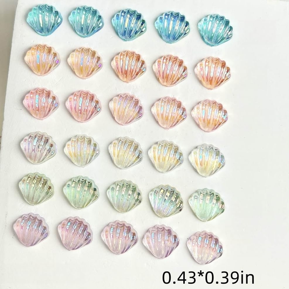200Pcs Summer Ocean Seashell Nails Charms 3D Resin Shell Nail Art Rhinestones