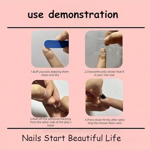 24Pcs Long Square Nude Pink White Nails Press ons Pearl Gold QKS-BT-018-4