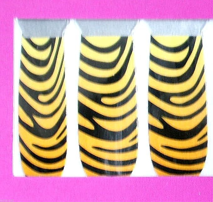Funky NAIL ART POLISH STICKERS SET Animal Print Costume Accessory-TIGER ZEBRA