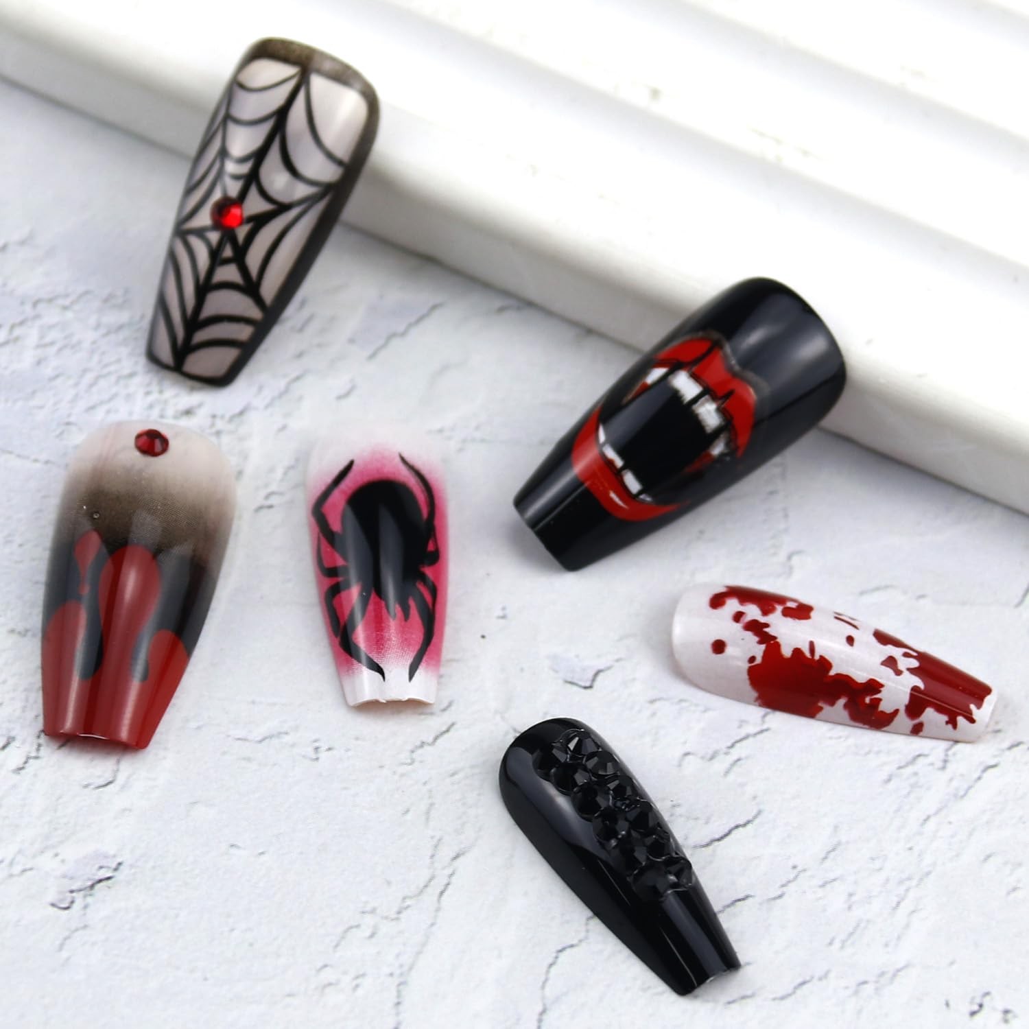 Halloween Press on Nail Short Halloween Fake Nail Pumpkin Bat Ghosts Press on…
