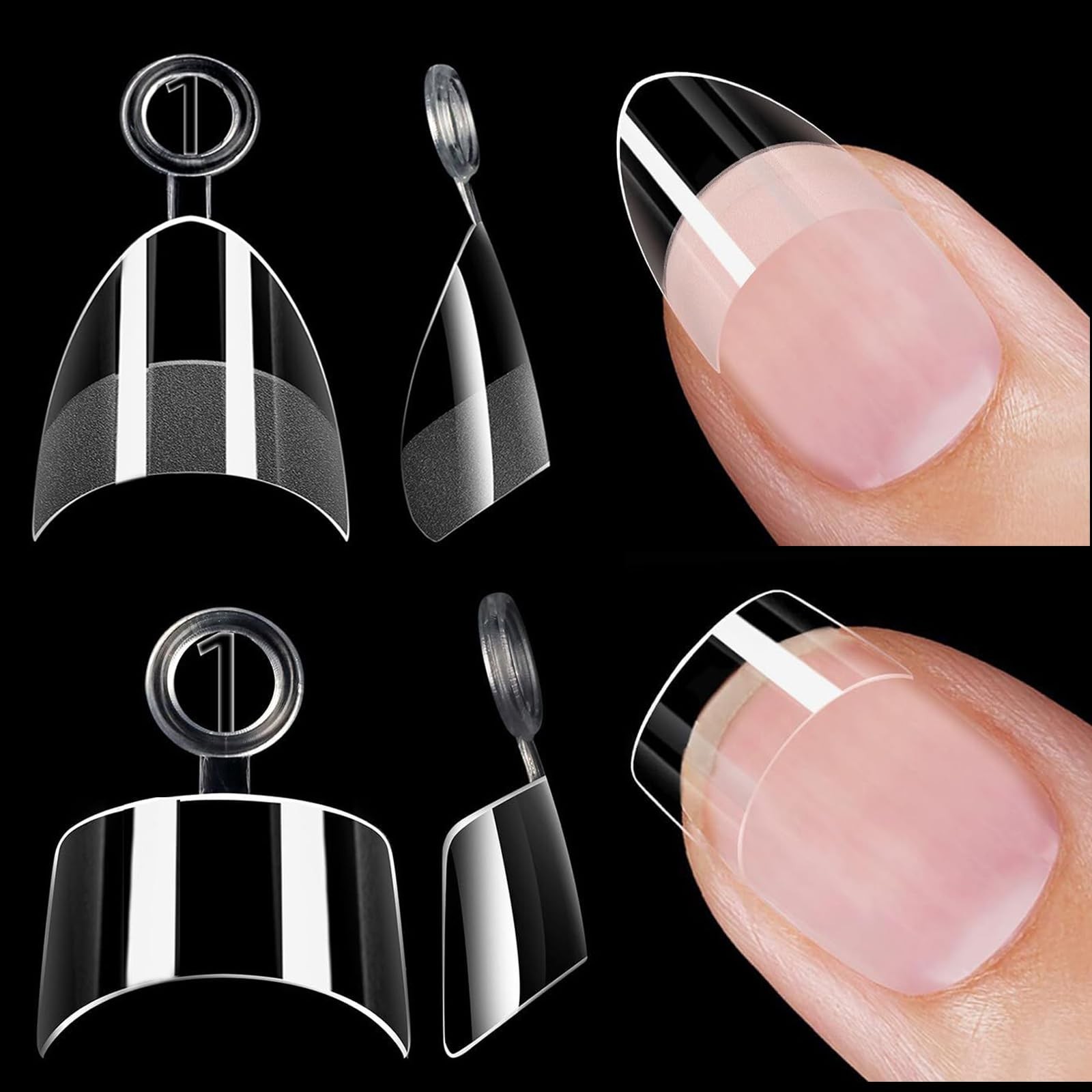 480 Pcs Extra Short Half Cover Almond Nail Tips & Square 480 pcs short nail