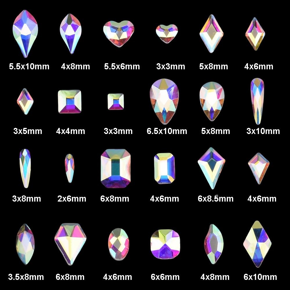 240pcs Mix Glass AB Rhinestones | Nail Art Gems Set