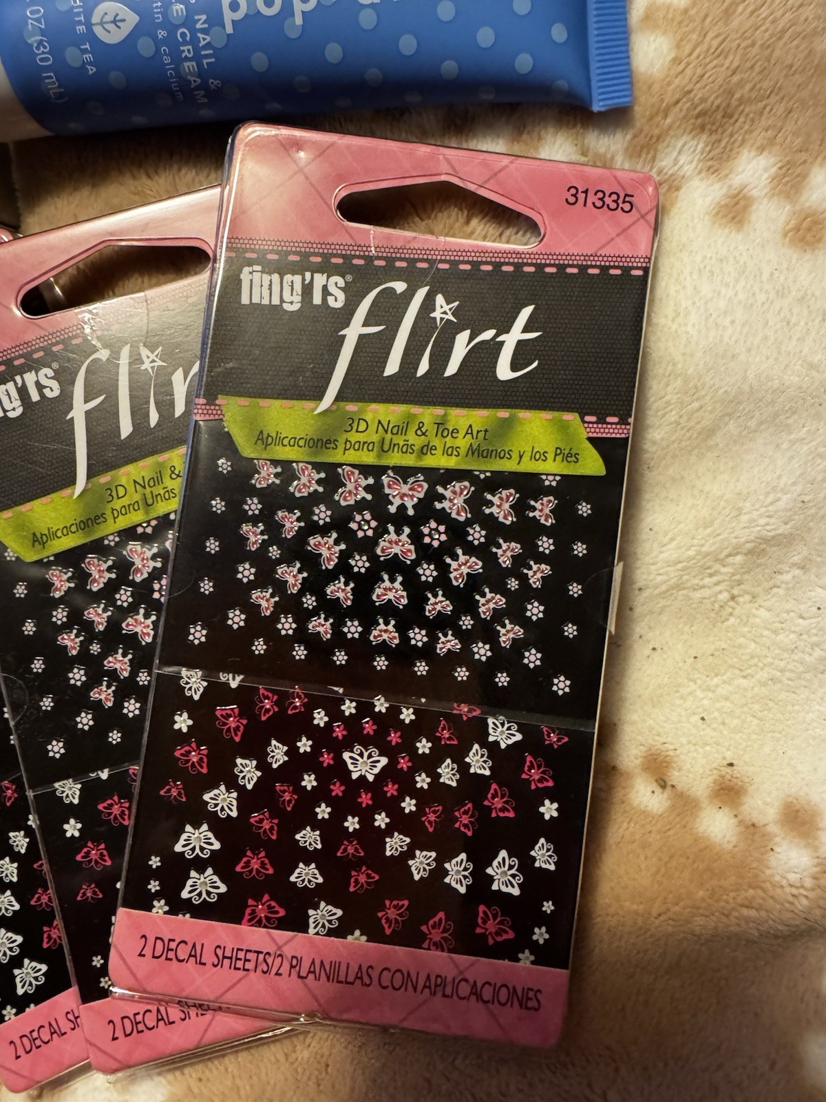 Nail & Toe Decals-2 Sheets+hand/cuticle cream +nail prep+2 bug repel wristbands